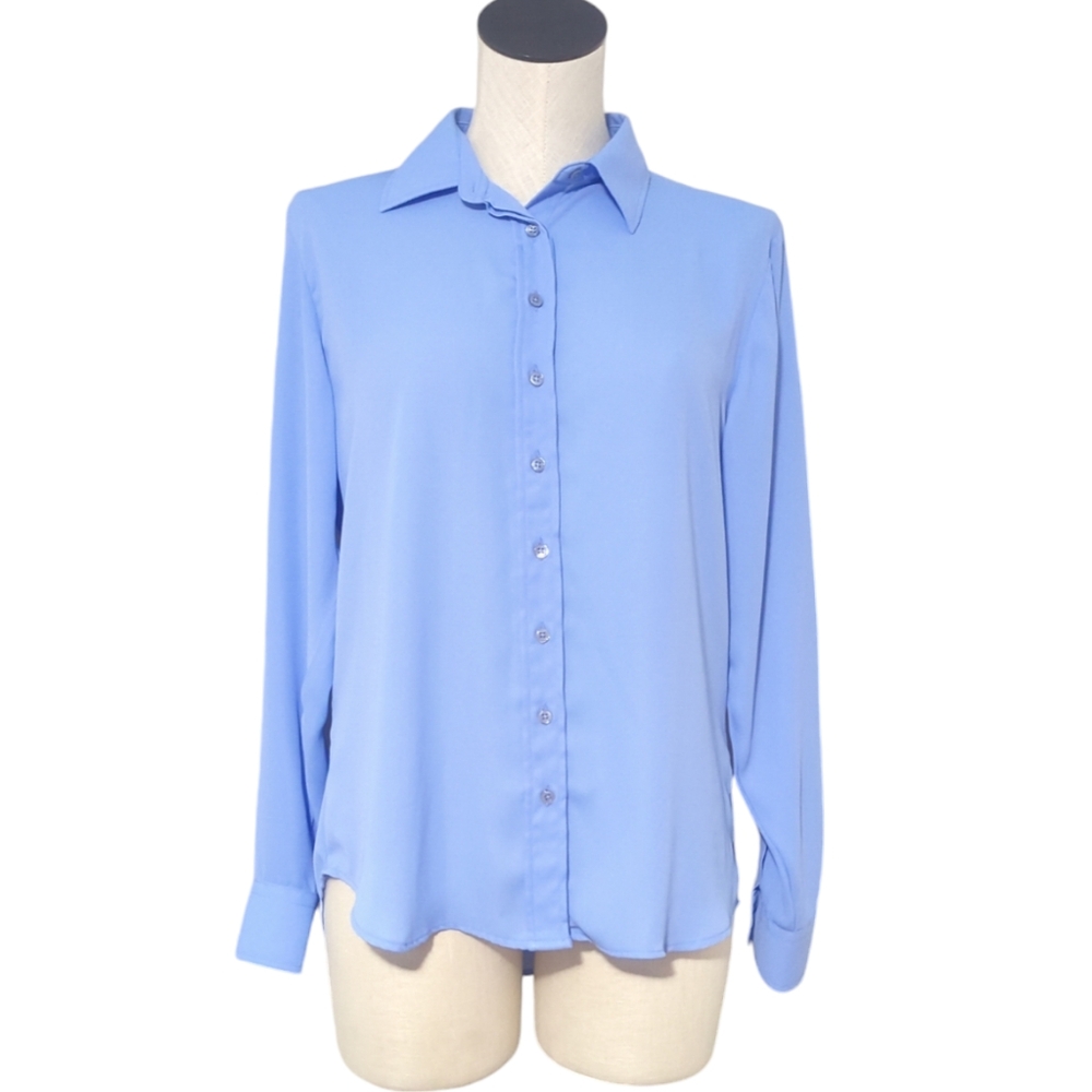 The Shirt Rochelle Behrens Long Sleeve Button Collar Dress Shirt Medium